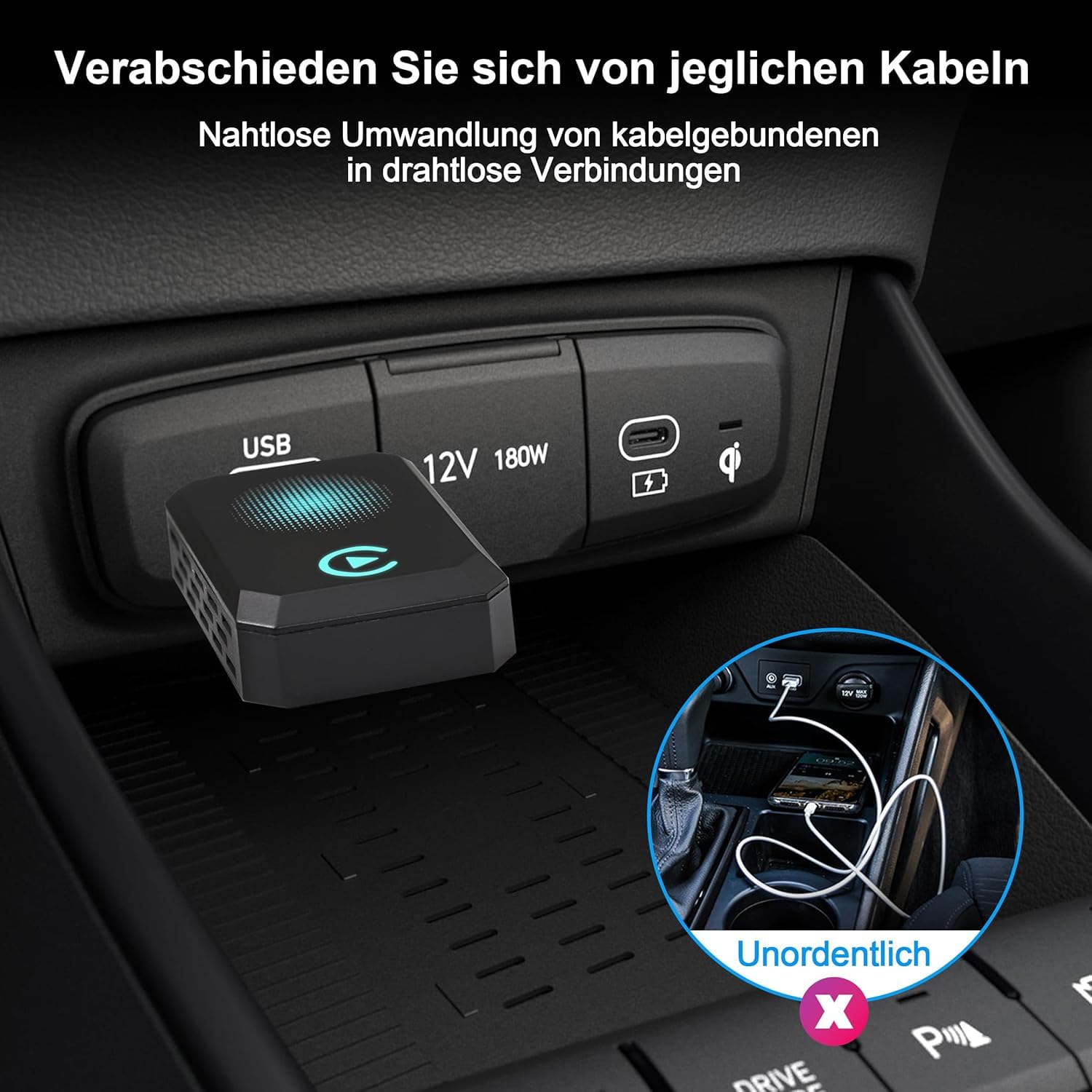 Wireless Carplay Adapter, Convert Wired to Wireless CarPlay, Compatible with CarPlay, Plug and Play, Type-C/USB, Suitable for 800+ Vehicles