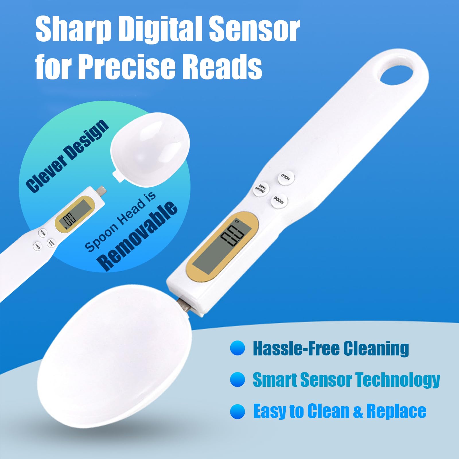 Digital Measuring Spoon Electronic Scale Spoon Weighing for Food Coffee Powder Tea Ingredients Spice Kitchen Gram Measuring Spoons High Precision 0.1g Mothers Day Gifts Baking