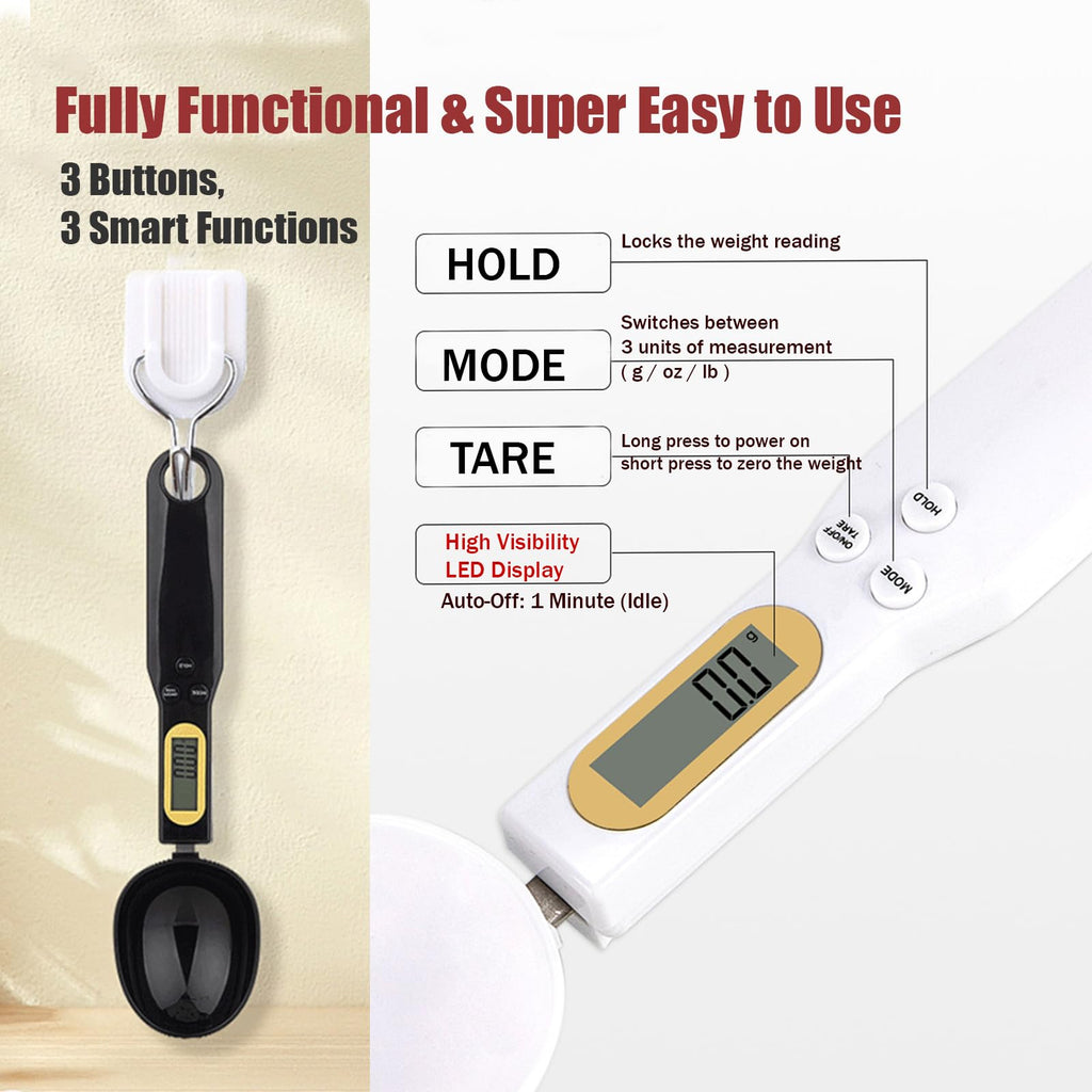Digital Measuring Spoon Electronic Scale Spoon Weighing for Food Coffee Powder Tea Ingredients Spice Kitchen Gram Measuring Spoons High Precision 0.1g Mothers Day Gifts Baking